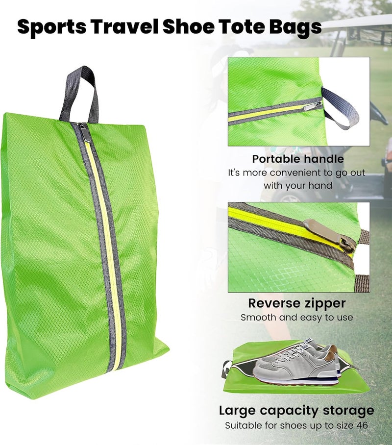 Smallan Golf Smell Proof Shoe Bag Lightweight Waterproof Zippered Sport Shoe Carrier Bags Golf Soccer Shoe Storage Organizer for Gym Sports Travel Work Golf Aceesories (Green, US size 14) - Image 2